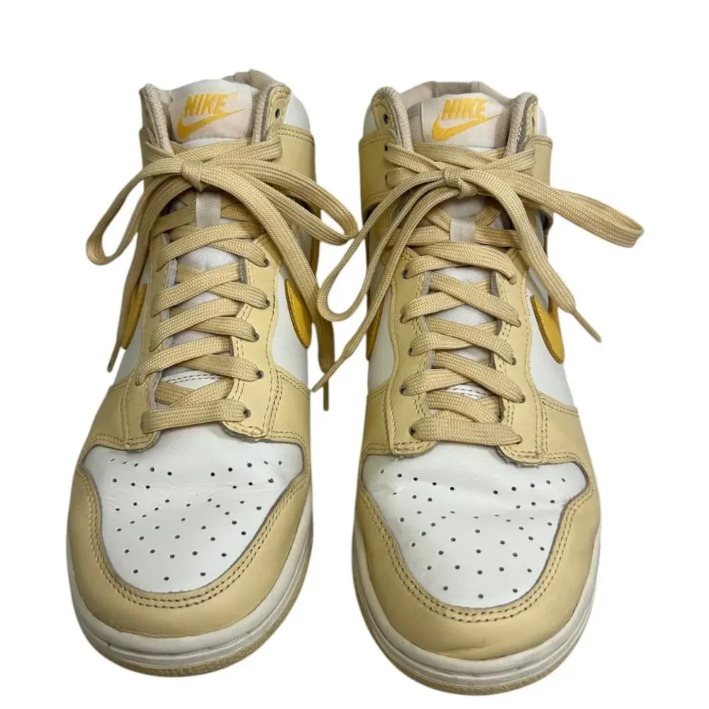 Nike Women's Dunk High-Top Sneakers Two-Tone Pale Vanilla White Yellow Size 7 US